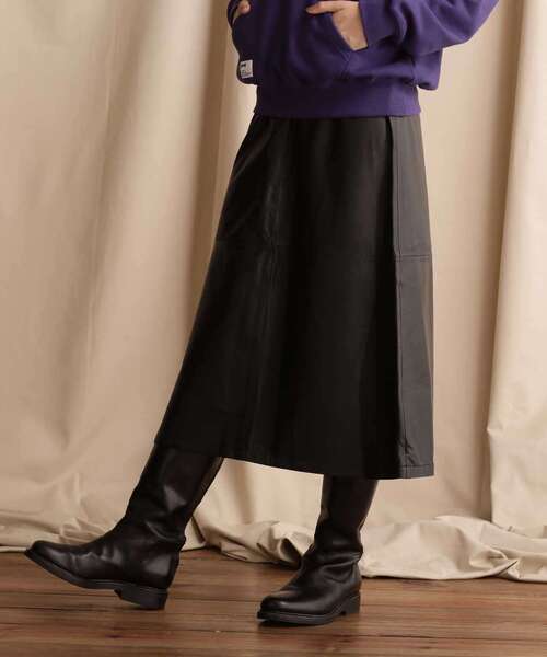 schott(ショット)の「Women's Schott/ショット/LEATHER SKIRT/ウィメンズ レザー スカート(スカート・レディース・ブラック・FREE)」の2枚目の写真