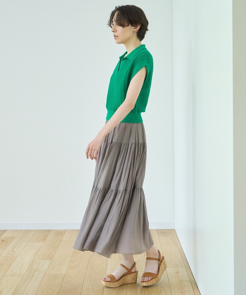 ANAYI(アナイ)の「ライトローンティアードスカート(スカート・レディース・モカ/ブラック/グリーン・36/38/34)」の10枚目の写真