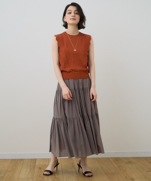 ANAYI(アナイ)の「ライトローンティアードスカート(スカート・レディース・モカ/ブラック/グリーン・36/38/34)」の18枚目の写真