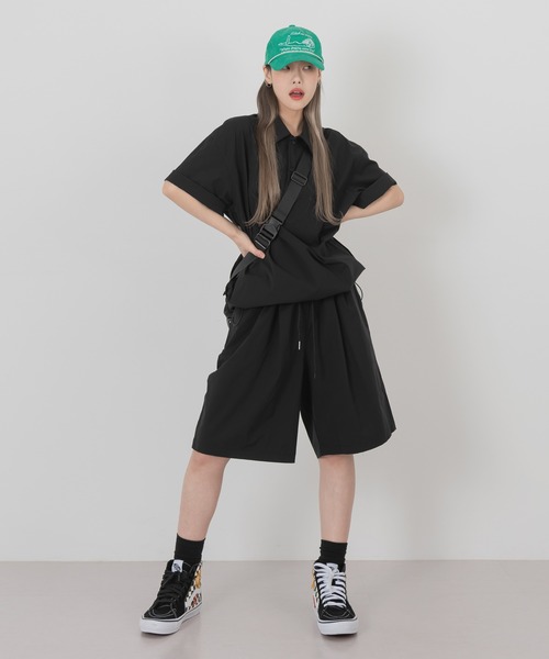 FOLLOWIN（フォロウィン）の「【UNISEX】バミューダピンタックショートパンツ（カーゴパンツ・メンズ・ブラック/グレー/カーキ・FREE）」の11枚目の写真