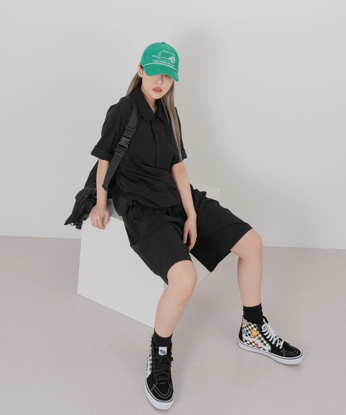 FOLLOWIN（フォロウィン）の「【UNISEX】バミューダピンタックショートパンツ（カーゴパンツ・メンズ・ブラック/グレー/カーキ・FREE）」の14枚目の写真