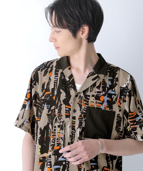 n'OrLABEL（ノアールレーベル）の「『配色グラフィカルプリント開襟シャツ』（シャツ/ブラウス・メンズ・ブラック・2/3）」の10枚目の写真