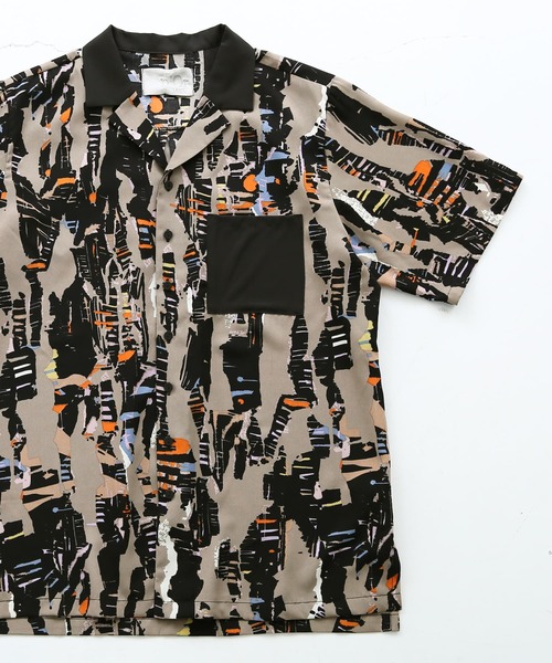 n'OrLABEL（ノアールレーベル）の「『配色グラフィカルプリント開襟シャツ』（シャツ/ブラウス・メンズ・ブラック・2/3）」の15枚目の写真