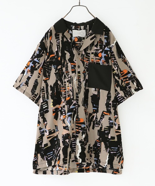 n'OrLABEL（ノアールレーベル）の「『配色グラフィカルプリント開襟シャツ』（シャツ/ブラウス・メンズ・ブラック・2/3）」の21枚目の写真