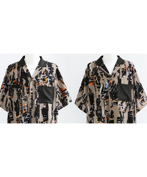 n'OrLABEL（ノアールレーベル）の「『配色グラフィカルプリント開襟シャツ』（シャツ/ブラウス・メンズ・ブラック・2/3）」の22枚目の写真
