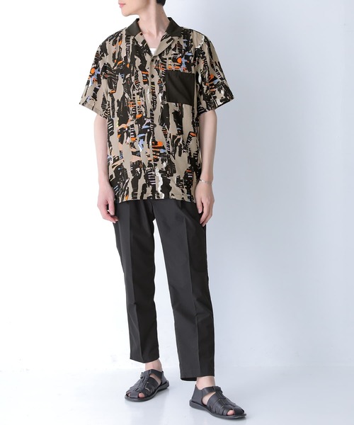 n'OrLABEL（ノアールレーベル）の「『配色グラフィカルプリント開襟シャツ』（シャツ/ブラウス・メンズ・ブラック・2/3）」の3枚目の写真