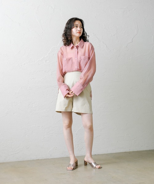 mystic（ミスティック）の「シアーシャツ（シャツ/ブラウス・レディース・オフホワイト/ピンク/ブルー・FREE）」の5枚目の写真