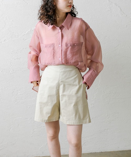 mystic（ミスティック）の「シアーシャツ（シャツ/ブラウス・レディース・オフホワイト/ピンク/ブルー・FREE）」の7枚目の写真