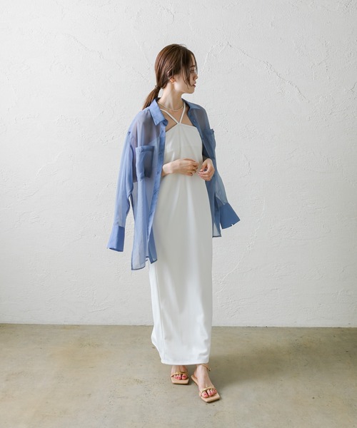 mystic（ミスティック）の「シアーシャツ（シャツ/ブラウス・レディース・オフホワイト/ピンク/ブルー・FREE）」の12枚目の写真