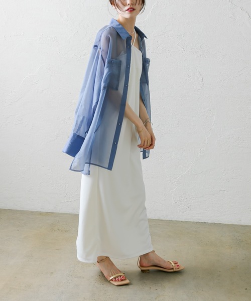 mystic（ミスティック）の「シアーシャツ（シャツ/ブラウス・レディース・オフホワイト/ピンク/ブルー・FREE）」の13枚目の写真