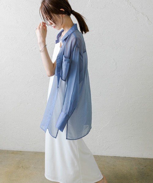 mystic（ミスティック）の「シアーシャツ（シャツ/ブラウス・レディース・オフホワイト/ピンク/ブルー・FREE）」の15枚目の写真