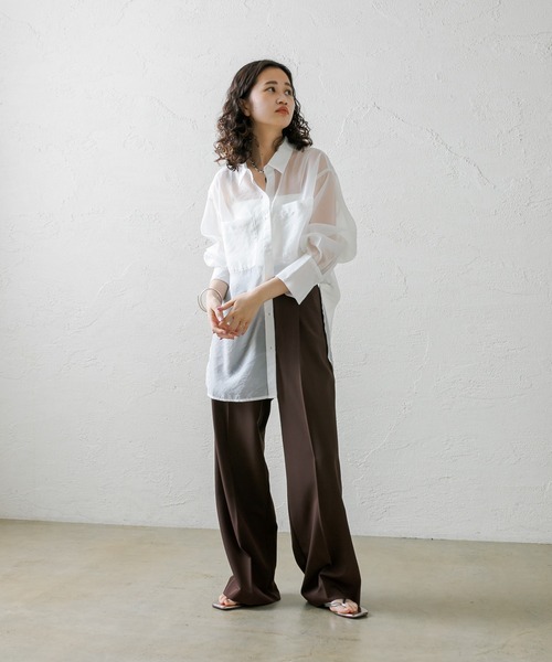 mystic（ミスティック）の「シアーシャツ（シャツ/ブラウス・レディース・オフホワイト/ピンク/ブルー・FREE）」の21枚目の写真