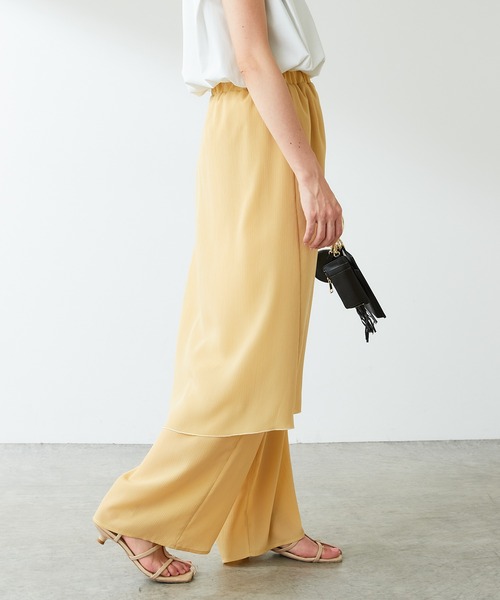 COLLAGE GALLARDAGALANTE(コラージュガリャルダガランテ)の「プリーツラップパンツ(その他パンツ・レディース・スカイブルー/レモンイエロー・FREE)」の3枚目の写真