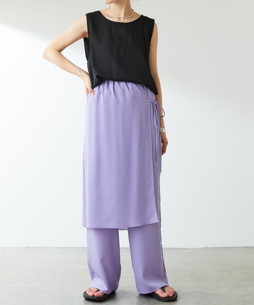 COLLAGE GALLARDAGALANTE(コラージュガリャルダガランテ)の「プリーツラップパンツ(その他パンツ・レディース・スカイブルー/レモンイエロー・FREE)」の4枚目の写真