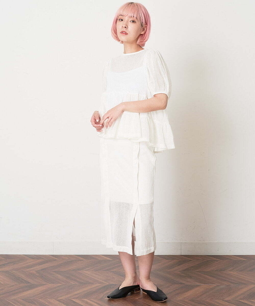 A de a.v.v（アードアー・ヴェ・ヴェ）の「［SET UP対応／2WAY］メッシュレースアップティアードカーディガン（Tシャツ/カットソー・レディース・ホワイト/ブラック・SMALL/MEDIUM）」の17枚目の写真