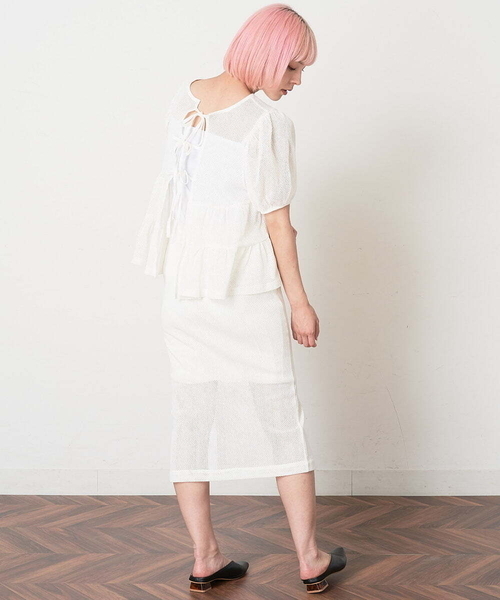 A de a.v.v（アードアー・ヴェ・ヴェ）の「［SET UP対応／2WAY］メッシュレースアップティアードカーディガン（Tシャツ/カットソー・レディース・ホワイト/ブラック・SMALL/MEDIUM）」の18枚目の写真