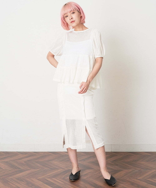 A de a.v.v（アードアー・ヴェ・ヴェ）の「［SET UP対応／2WAY］メッシュレースアップティアードカーディガン（Tシャツ/カットソー・レディース・ホワイト/ブラック・SMALL/MEDIUM）」の19枚目の写真