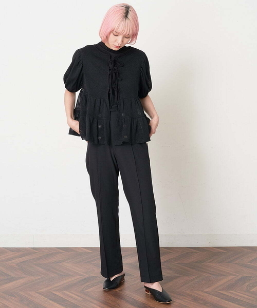 A de a.v.v（アードアー・ヴェ・ヴェ）の「［SET UP対応／2WAY］メッシュレースアップティアードカーディガン（Tシャツ/カットソー・レディース・ホワイト/ブラック・SMALL/MEDIUM）」の22枚目の写真