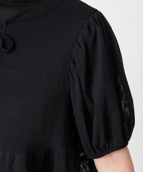 A de a.v.v（アードアー・ヴェ・ヴェ）の「［SET UP対応／2WAY］メッシュレースアップティアードカーディガン（Tシャツ/カットソー・レディース・ホワイト/ブラック・SMALL/MEDIUM）」の6枚目の写真