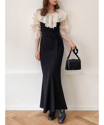 dazzlin | ラッフルカラー付ドッキングカットリブワンピース(ワンピース)