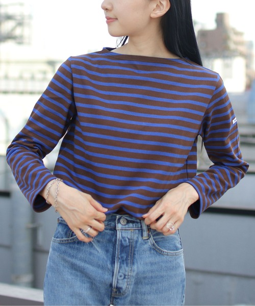 ORCIVAL（オーシバル）の「ORCIVAL/オーシバル　コットンロード ボートネックシャツ ボーダー　B211 22AW（Tシャツ/カットソー・レディース・ブラック/ブラウン/グリーン/ブルーグレー/ナチュラル・2/3）」の4枚目の写真