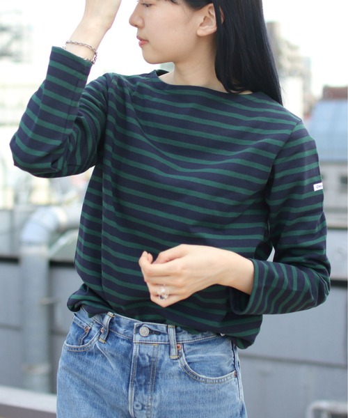 ORCIVAL（オーシバル）の「ORCIVAL/オーシバル　コットンロード ボートネックシャツ ボーダー　B211 22AW（Tシャツ/カットソー・レディース・ブラック/ブラウン/グリーン/ブルーグレー/ナチュラル・2/3）」の5枚目の写真