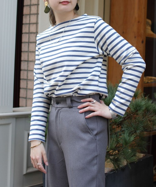 ORCIVAL（オーシバル）の「ORCIVAL/オーシバル　コットンロード ボートネックシャツ ボーダー　B211 22AW（Tシャツ/カットソー・レディース・ブラック/ブラウン/グリーン/ブルーグレー/ナチュラル・2/3）」の3枚目の写真