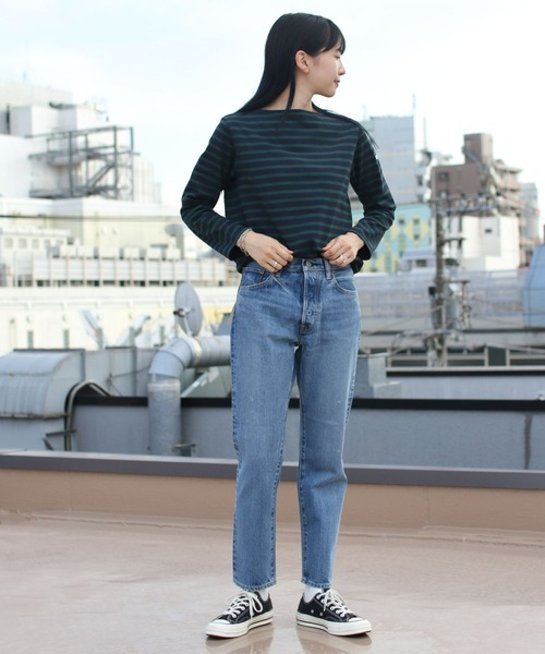 ORCIVAL（オーシバル）の「ORCIVAL/オーシバル　コットンロード ボートネックシャツ ボーダー　B211 22AW（Tシャツ/カットソー・レディース・ブラック/ブラウン/グリーン/ブルーグレー/ナチュラル・2/3）」の8枚目の写真