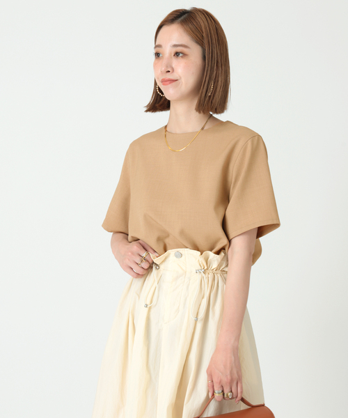 B.C STOCK（ベーセーストック）の「バックファスナークルーネックブラウス（シャツ/ブラウス・レディース・ホワイト/ブラック/ベージュ/ピンク/グリーン・FREE）」の12枚目の写真