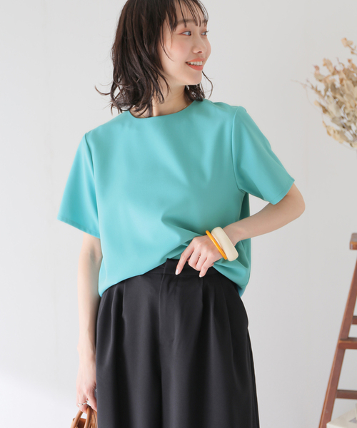 B.C STOCK（ベーセーストック）の「バックファスナークルーネックブラウス（シャツ/ブラウス・レディース・ホワイト/ブラック/ベージュ/ピンク/グリーン・FREE）」の15枚目の写真