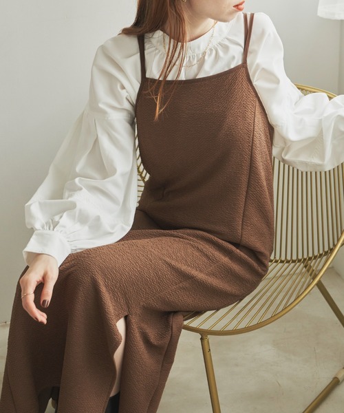 hinari（ヒナリ）の「ふくれジャガードキャミワンピース（ワンピース・レディース・ブラック/ブラウン/オリーブ・SMALL/MEDIUM）」の21枚目の写真