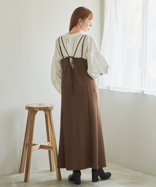 hinari（ヒナリ）の「ふくれジャガードキャミワンピース（ワンピース・レディース・ブラック/ブラウン/オリーブ・SMALL/MEDIUM）」の20枚目の写真