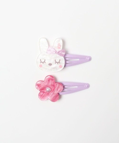 KP DECO（ケーピーデコ）の「mimiちゃんとお花のヘアピン2種セット（ヘアピン・キッズ・ピンク/ラベンダー・FREE）」の2枚目の写真