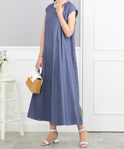 Prima Scherrer(プリマシェレル)の「リネンレーヨン フレンチスリーブ ワンピース Prima Scherrer(ワンピース・レディース・パープル/レッド/イエロー/ブルー・M)」の13枚目の写真