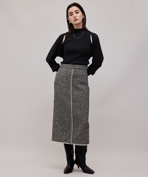 ROPE'（ロペ）の「【WEB限定】リブニットタートル＆袖ボリュームカーディガン（アンサンブル・レディース・ブラック/ベージュ系その他2・38）」の3枚目の写真