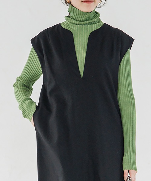 Emma Taylor(エマテイラー)の「ダブルカラーリブタートルニット(ニット/セーター・レディース・ブラック/ベージュ/グリーン系その他・FREE)」の15枚目の写真