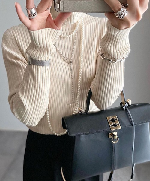 Emma Taylor(エマテイラー)の「ダブルカラーリブタートルニット(ニット/セーター・レディース・ブラック/ベージュ/グリーン系その他・FREE)」の9枚目の写真