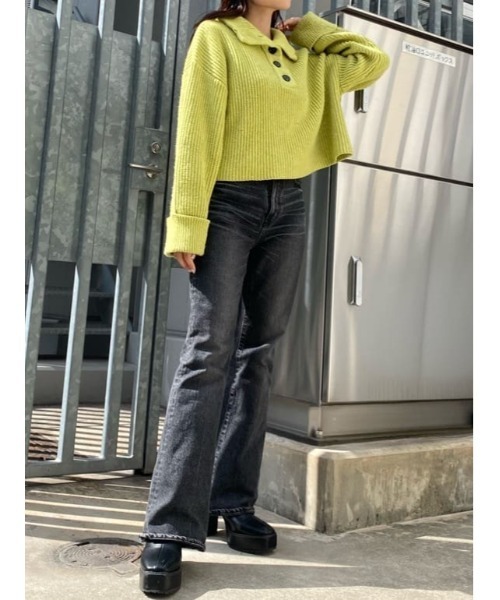MOUSSY（マウジー）の「BUTTON UP HI NECK セーター（ニット/セーター・レディース・ライトイエロー/チャコールグレー/アイボリー/ネイビー・FREE）」の20枚目の写真