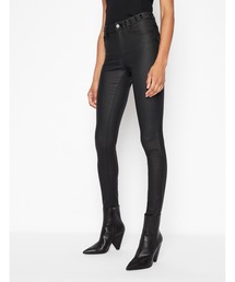 ARMANI EXCHANGE | 【A|X アルマーニ エクスチェンジ】ウエストスタッツ　レザーコーティングブラックパンツ_J69 SUPER SKINNY LIFT_UP(デニムパンツ)