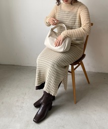 LOWRYS FARM | ジャガードシアーニットワンピース　346367(ワンピース)