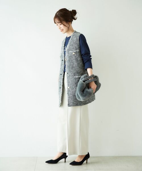 le.coeur blanc（ルクールブラン）の「ブレードハンドルファートート（トートバッグ・レディース・ベージュ/グレー・FREE）」の5枚目の写真