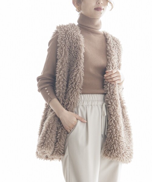 Cutie Blonde（キューティーブロンド）の「◆【プレゼントに迷ったらコレ！】プードルファーベスト（ベスト・レディース・ブラウン系その他/ブラック/アイボリー・00）」の3枚目の写真