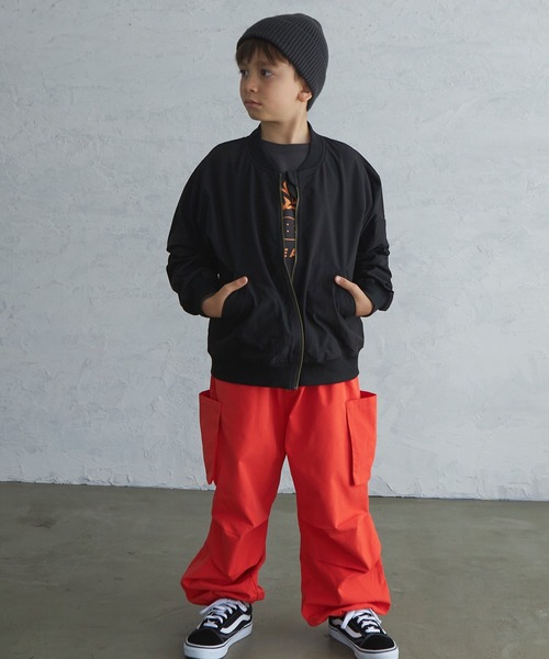 PAIRMANON STREET(ペアマノンストリート)の「【PAIRMANON STREET】MA-1ライトブルゾン(その他アウター・キッズ・ブラック/カーキ/オレンジ/グレイッシュベージュ・90/100/110/120/130/140/150)」の6枚目の写真