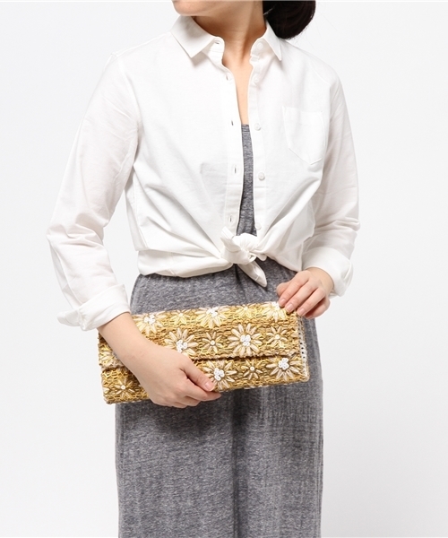 Fatima morocco(ファティマモロッコ)の「navasana×FATIMA MOROCCO別注フラワークラッチバッグ/702-FMC-SP FLOWER LONG(クラッチバッグ・レディース・ホワイト/ブルー/ブラック・FREE)」の4枚目の写真
