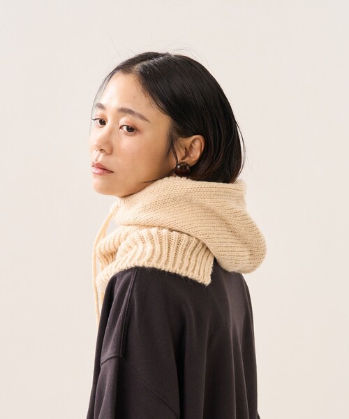 FREAK'S STORE(フリークスストア)の「【WEB限定】バラクラバフードウォーマー(ニットキャップ/ビーニー・レディース・ナチュラル/ブラウン/ピンク・ONE SIZE)」の7枚目の写真