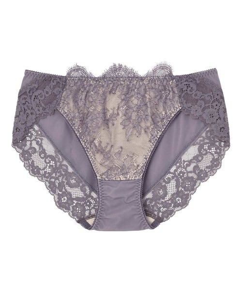 AMPHI（アンフィ）の「BRAGENIC+/アイラッシュレース ショーツ（ショーツ・レディース・オリーブ/アイボリー/ライトイエロー/パープル/ピンクベージュ/クリアイエロー/ライトグレー・MEDIUM/LARGE）」の4枚目の写真