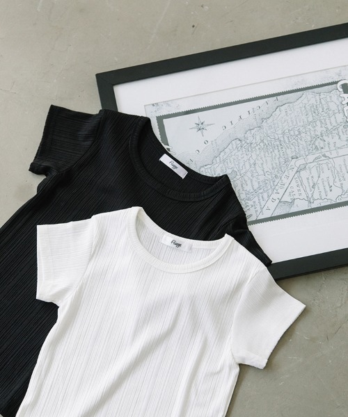 Flugge(フラッジー)の「rib mini tee/リブミニT(Tシャツ/カットソー・レディース・ホワイト/ブラック・FREE)」の12枚目の写真
