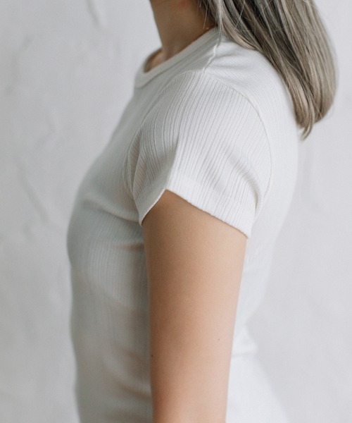 Flugge(フラッジー)の「rib mini tee/リブミニT(Tシャツ/カットソー・レディース・ホワイト/ブラック・FREE)」の9枚目の写真