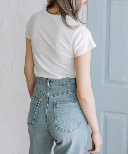 Flugge(フラッジー)の「rib mini tee/リブミニT(Tシャツ/カットソー・レディース・ホワイト/ブラック・FREE)」の16枚目の写真