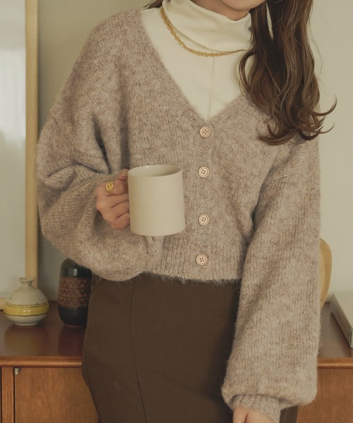 Ambre Neige（アンブルネージュ）の「メランジショートカーディガン／【WEB/EC限定商品】（カーディガン/ボレロ・レディース・オレンジ/アイボリー/モカ・FREE）」の12枚目の写真